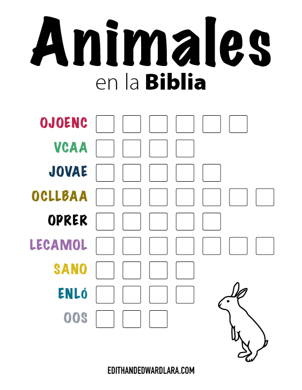 Juego Bíblico Para Niños:  Letras Revueltas — Animales en la Biblia