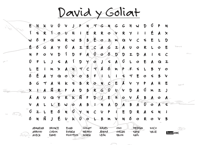 Juego Bíblico Para Niños: Sopa de Letras — David y Goliat